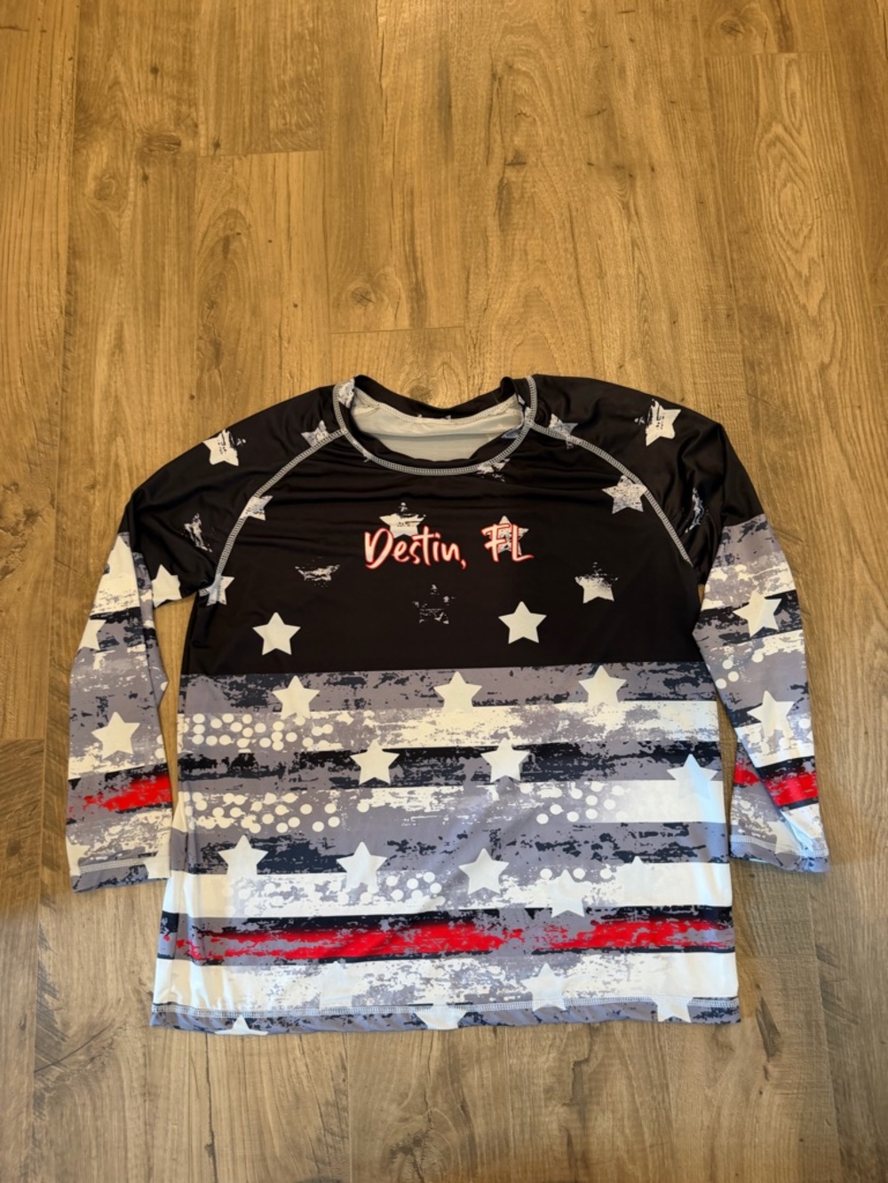 Kids Long-Sleeve Swim Shirt - Black, Gray & Red Stars